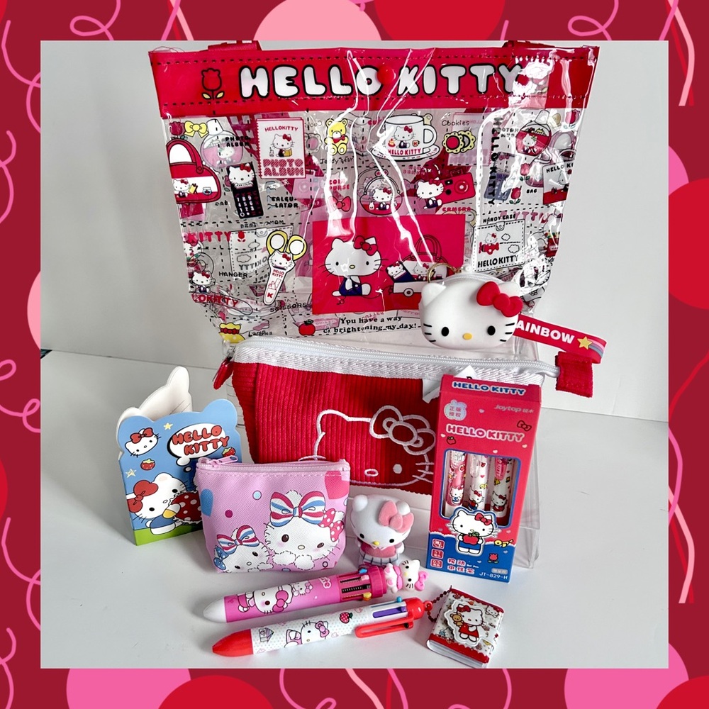 ❤️(HK361) Hello Kitty Adorable 9-Piece Tote Bag Bundle!